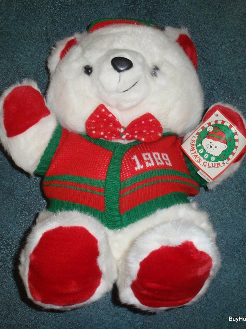 1989 Kmart Christmas Santa Bear Plush Stuffed Animal Santa's Club Decoration